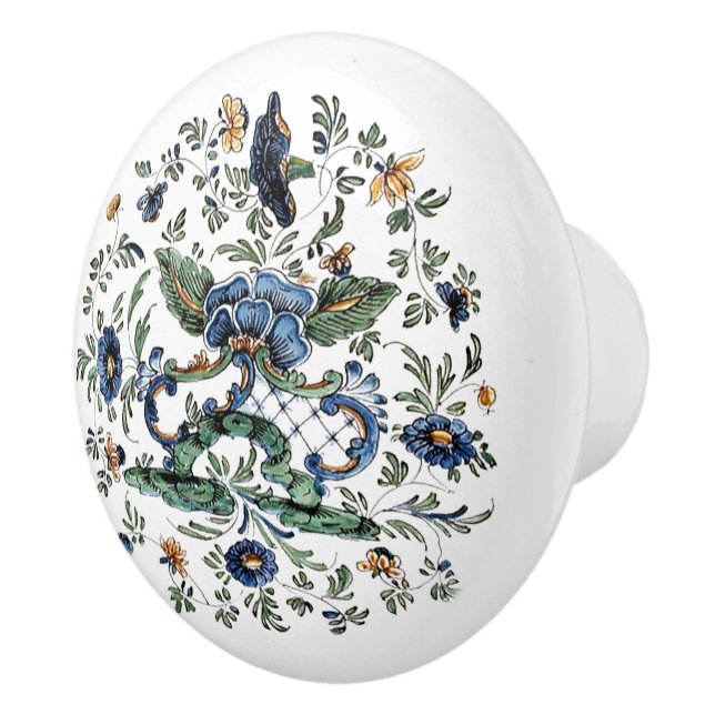 Bouton De Porte En Céramique Fleur peinte italienne Imprimer Ceramic Knob (Droite)