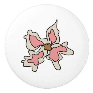 Bouton De Porte En Céramique Fleur rose Knob