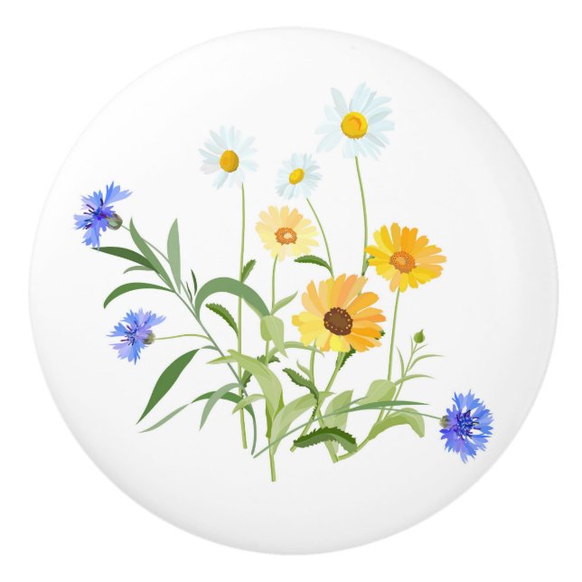 Bouton De Porte En Céramique Fleur sauvage (Devant)