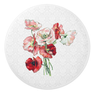 Bouton De Porte En Céramique Fleurs Damas Et Colorées