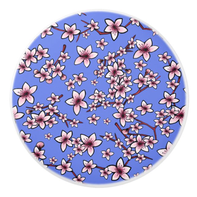 Bouton De Porte En Céramique Fleurs de cerisiers KiniArt (Devant)