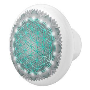 Bouton De Porte En Céramique FLEURS DE VIE - Géométrie Sacrée Lumière 2