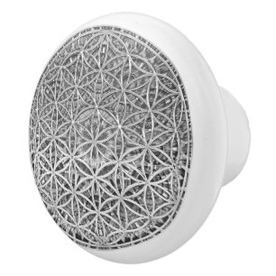 Bouton De Porte En Céramique FLEURS DE VIE - Médaille Argent