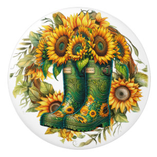 Bouton De Porte En Céramique Fleurs et pousses de jardin