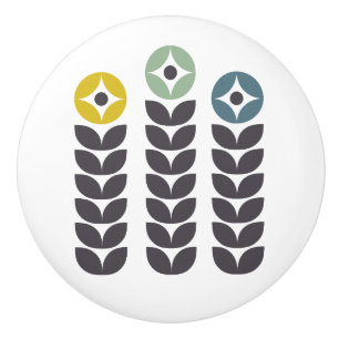 Bouton De Porte En Céramique Fleurs scandinaves Abstraites et colorées