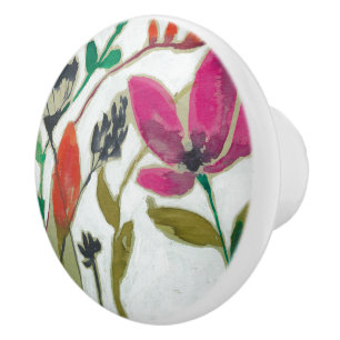 Bouton De Porte En Céramique Fleurs vives