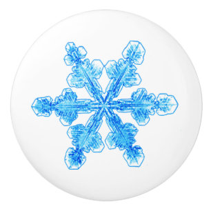 Bouton De Porte En Céramique Flocon de neige bleu Winnie