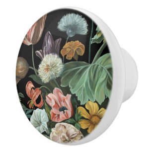 Bouton De Porte En Céramique Floral baroque - bouquet des fleurs