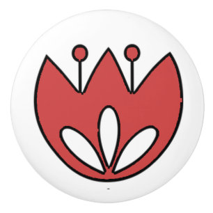 Bouton De Porte En Céramique Flore de fleurs de tulipe rouge