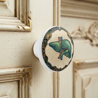 Bouton De Porte En Céramique Foie Anatomique Art Déco