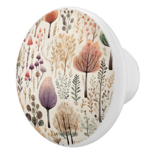 Bouton De Porte En Céramique Forêt d'aquarelle en bois de Whimsland