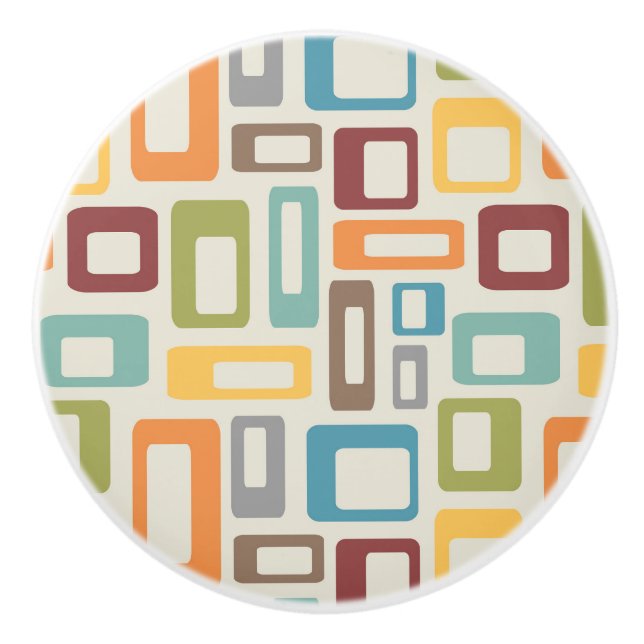 Bouton De Porte En Céramique Formes colorées de style mi-siècle (Devant)