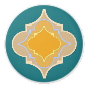 Bouton De Porte En Céramique Formes de tons vert et or marocain