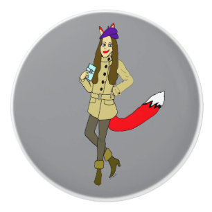 Bouton De Porte En Céramique Foxgirl
