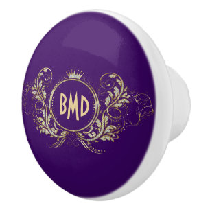 Bouton De Porte En Céramique Frame Floral Fille Parties scintillant Violet Et F