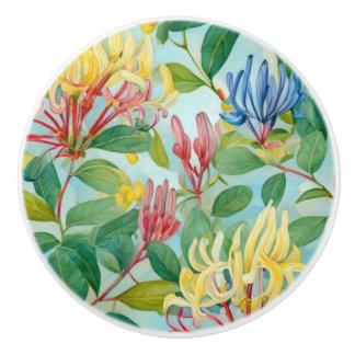 Bouton De Porte En Céramique French Country Decor Honeysuckle Flowers