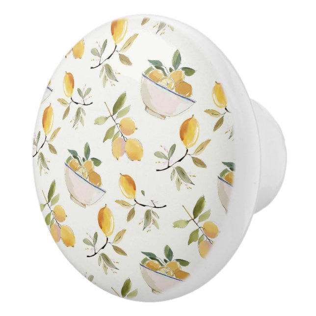 Bouton De Porte En Céramique French Country Lemon Pattern Ceramic Pull (Droite)