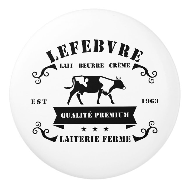 Bouton De Porte En Céramique French diary farm logo knob / pull (Devant)
