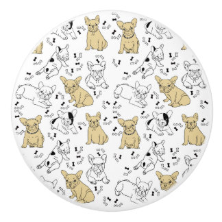 Bouton De Porte En Céramique Frenchie aime les os