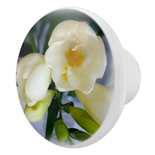 Bouton De Porte En Céramique frénésie jaune blanc