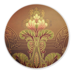 Bouton De Porte En Céramique frise florale victorienne fleur élégante
