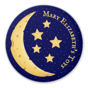 Bouton De Porte En Céramique Fromage mignon Lune & Étoiles Personnalisé Céleste