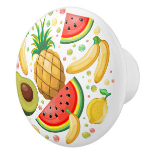 Bouton De Porte En Céramique Fruits d'été frais Motif
