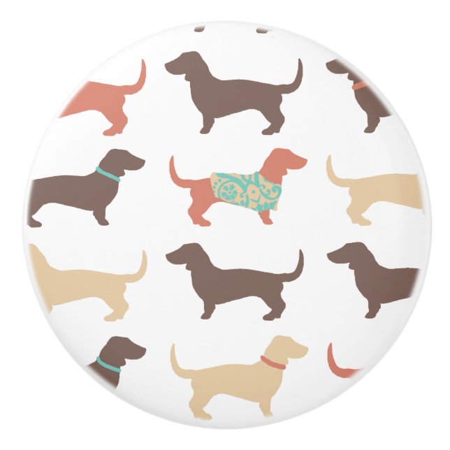Bouton De Porte En Céramique Fun Dachshund Chien Motif (Devant)