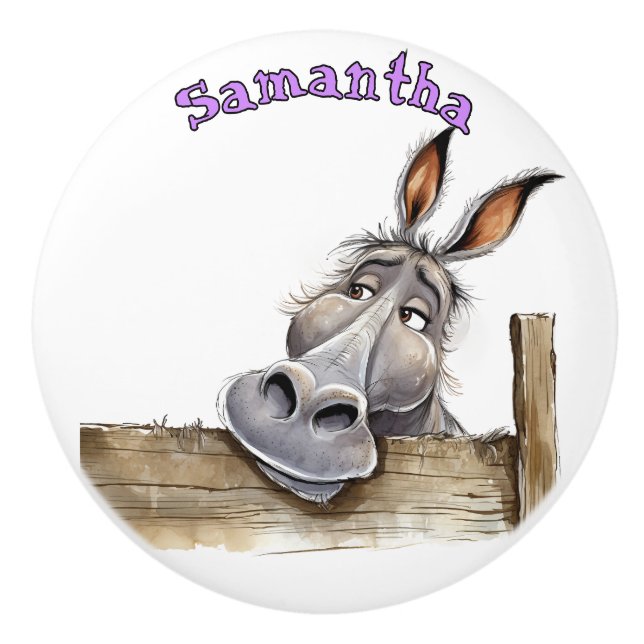 Bouton De Porte En Céramique Fun Donkey Personalized (Devant)