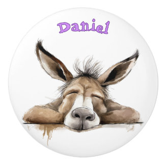 Bouton De Porte En Céramique Fun Donkey Personalized