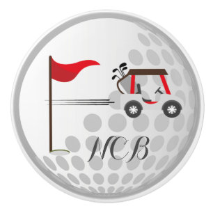 Bouton De Porte En Céramique Fun Golf Golf Bal de golf pour golfeurs Monogramme