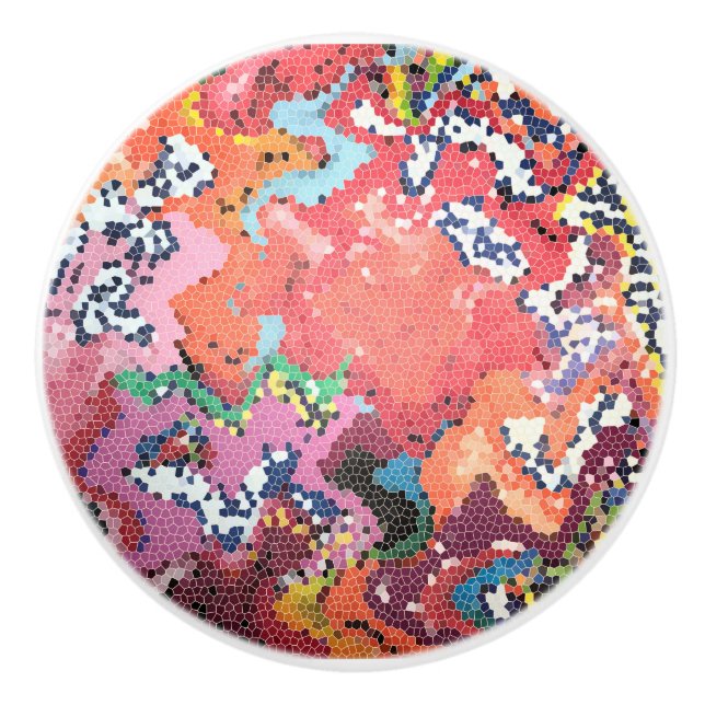 Bouton De Porte En Céramique Funky Pink Pastels Abstrait (Devant)