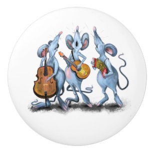 Bouton De Porte En Céramique Funny Romantic Mouse Band - Dessin animal de dessi