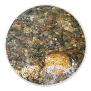 Bouton De Porte En Céramique Galets Brown et gris naturel Abstrait