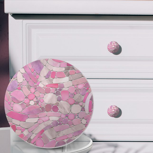 Bouton De Porte En Céramique Galets Mosaic Art - Rose rose pâle (Créateur téléchargé)