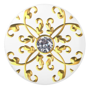 Bouton De Porte En Céramique Gemstone Diamant Or