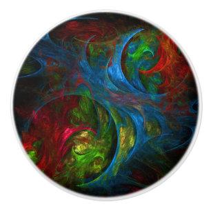 Bouton De Porte En Céramique Genèse Bleu Art Abstrait