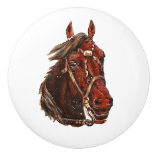Bouton De Porte En Céramique Genre & Sweet face brun cheval brun art vintage