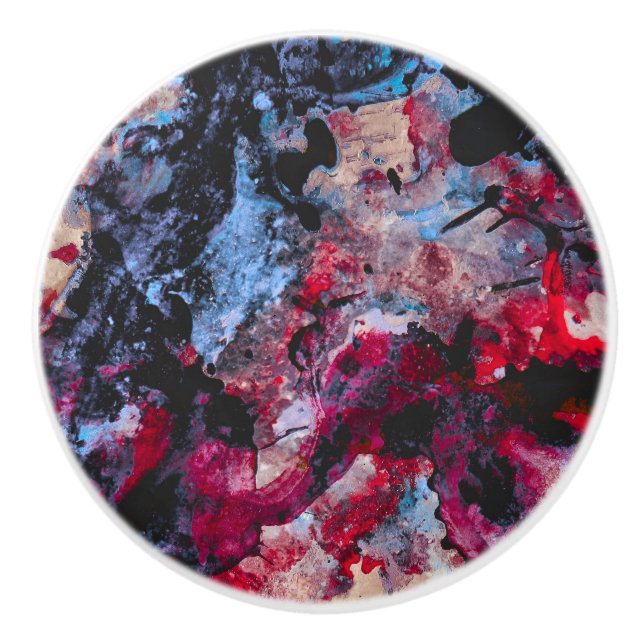 Bouton De Porte En Céramique Géode cristal Red Agate Abstrait (Devant)