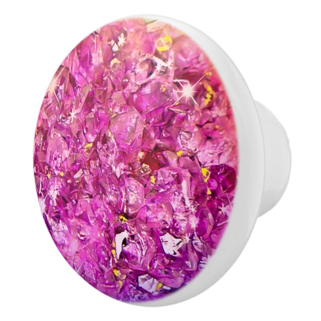 Bouton De Porte En Céramique Géode rose (Droite)