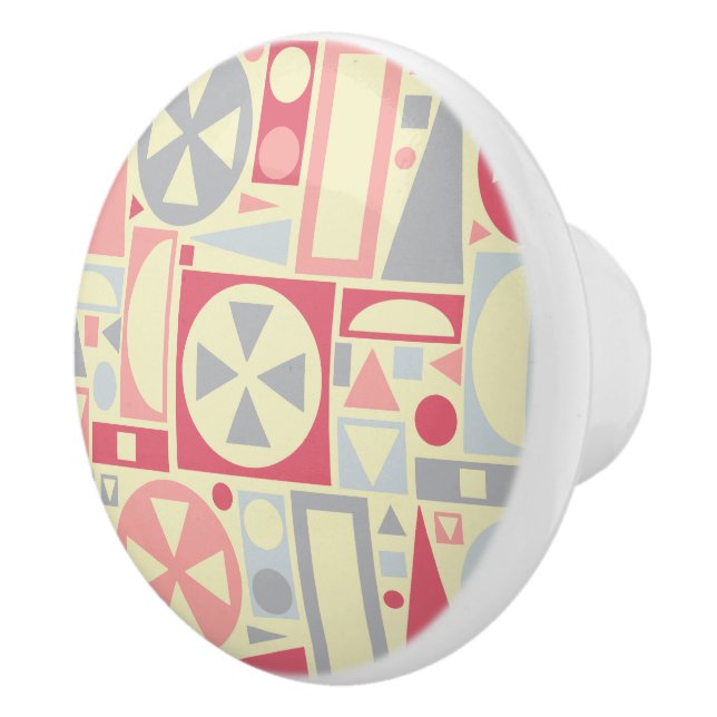 Bouton De Porte En Céramique Géométrique rétro 1950 Midsiècle moderne rose (Droite)