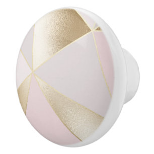 Bouton De Porte En Céramique Géométrique rose or