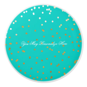 Bouton De Porte En Céramique Glam à flûtes à flacons d'or brillant Turquoise