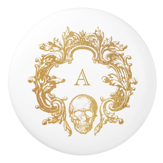 Bouton De Porte En Céramique Glam gothique | Ceramic Knob | Blanc (Devant)