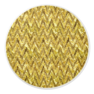 Bouton De Porte En Céramique Glam Or Chevron Stripes