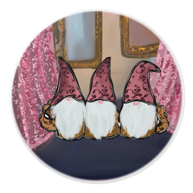 BOUTON DE PORTE EN CÉRAMIQUE GNOMES (Devant)