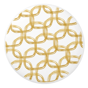 Bouton De Porte En Céramique Gold Faux Foil Scribble Circle Art Glam Moderne
