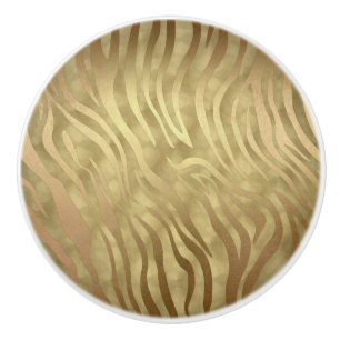 Bouton De Porte En Céramique Gold Luxueux Zebra Jungle Safari Glam