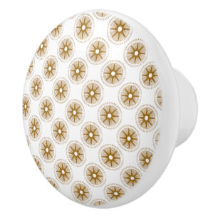 Bouton De Porte En Céramique Gold Star Medallion Motif Ceramic Knob