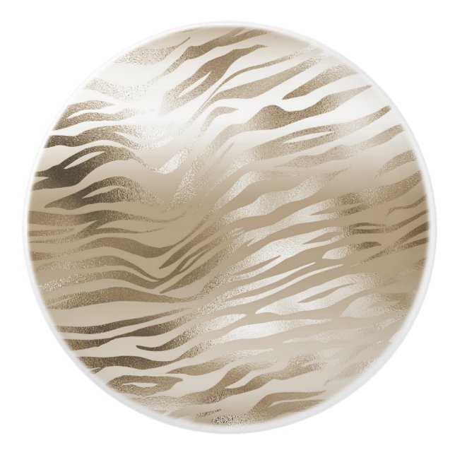 Bouton De Porte En Céramique Gold Zebra & Empreinte de léopard Ombre         (Devant)